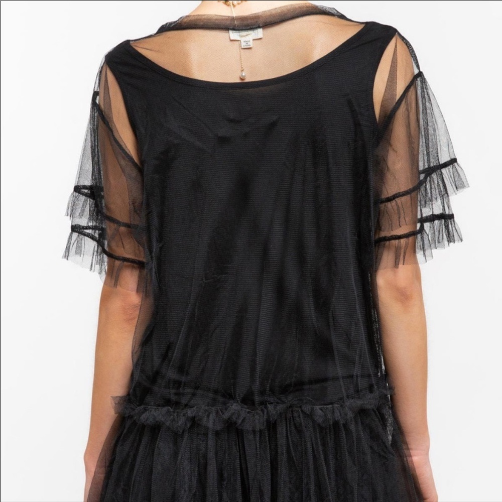 POL🔥Gorgeous black mesh overlay top w/beads+cami - Picture 6 of 7
